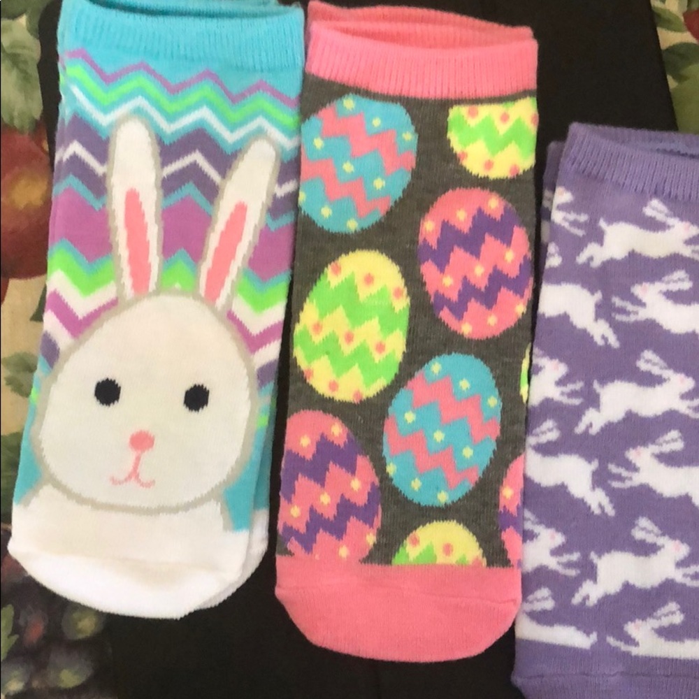 3 pairs Easter motif no show socks Never been used